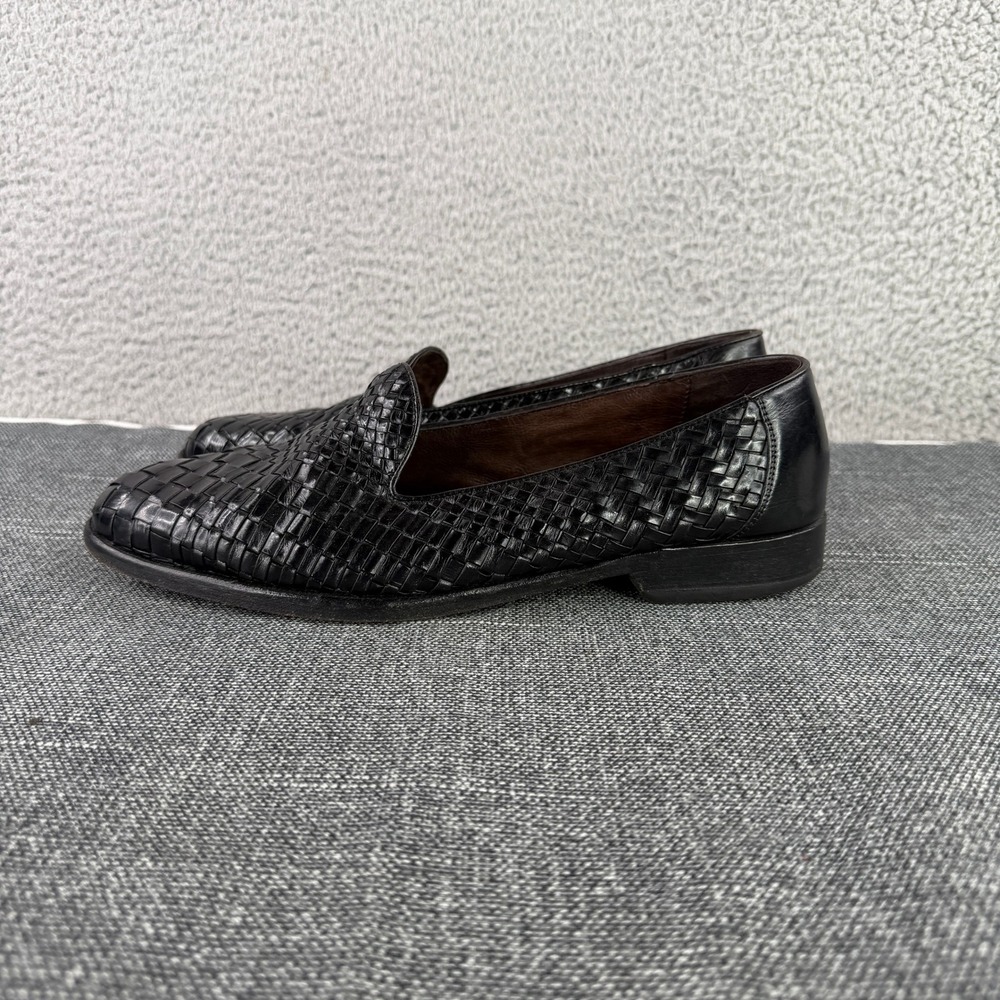 Bragano Cole Haan Loafers Mens 10.5 M Black Woven Leather Italy 2254